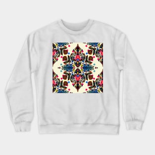 Bright Folk Art Pattern - hot pink, orange, blue & green Crewneck Sweatshirt